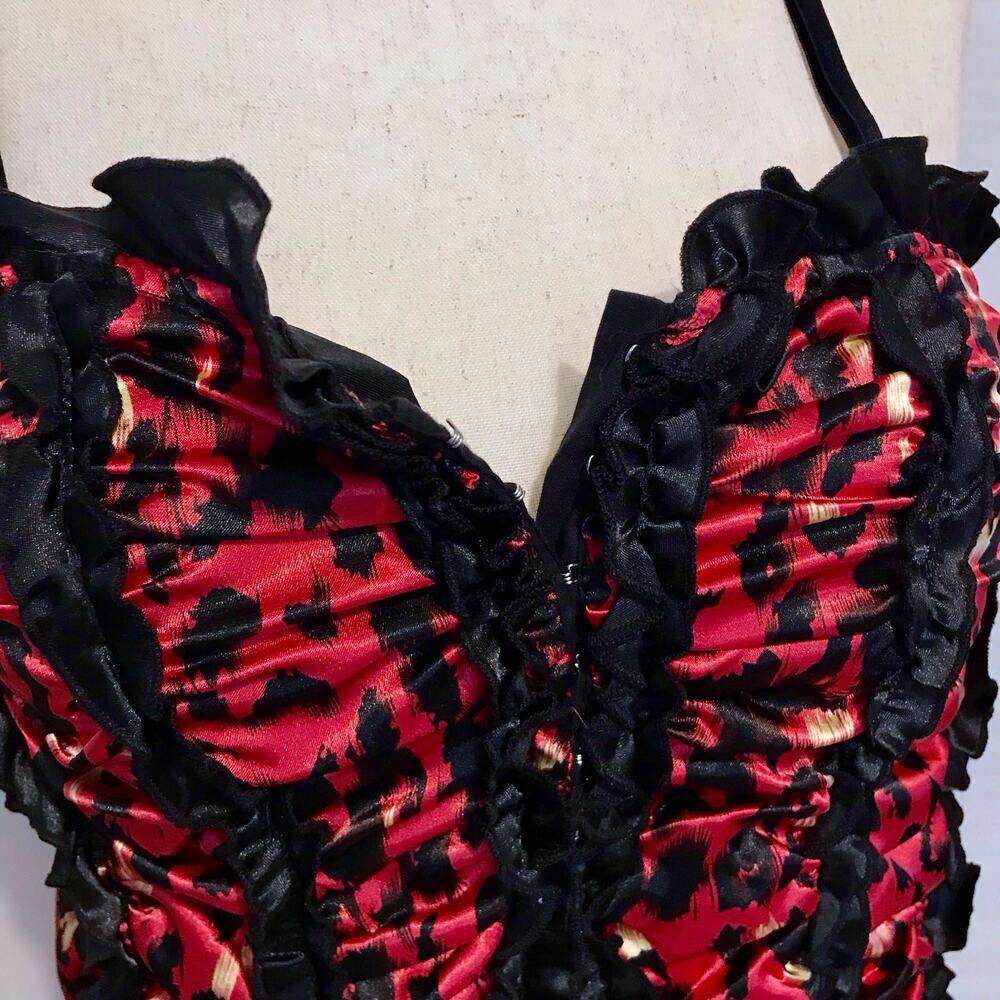 Check Me First NWT Red, Black and Beige Leopard Print Bustier Women XL - Picture 9 of 13